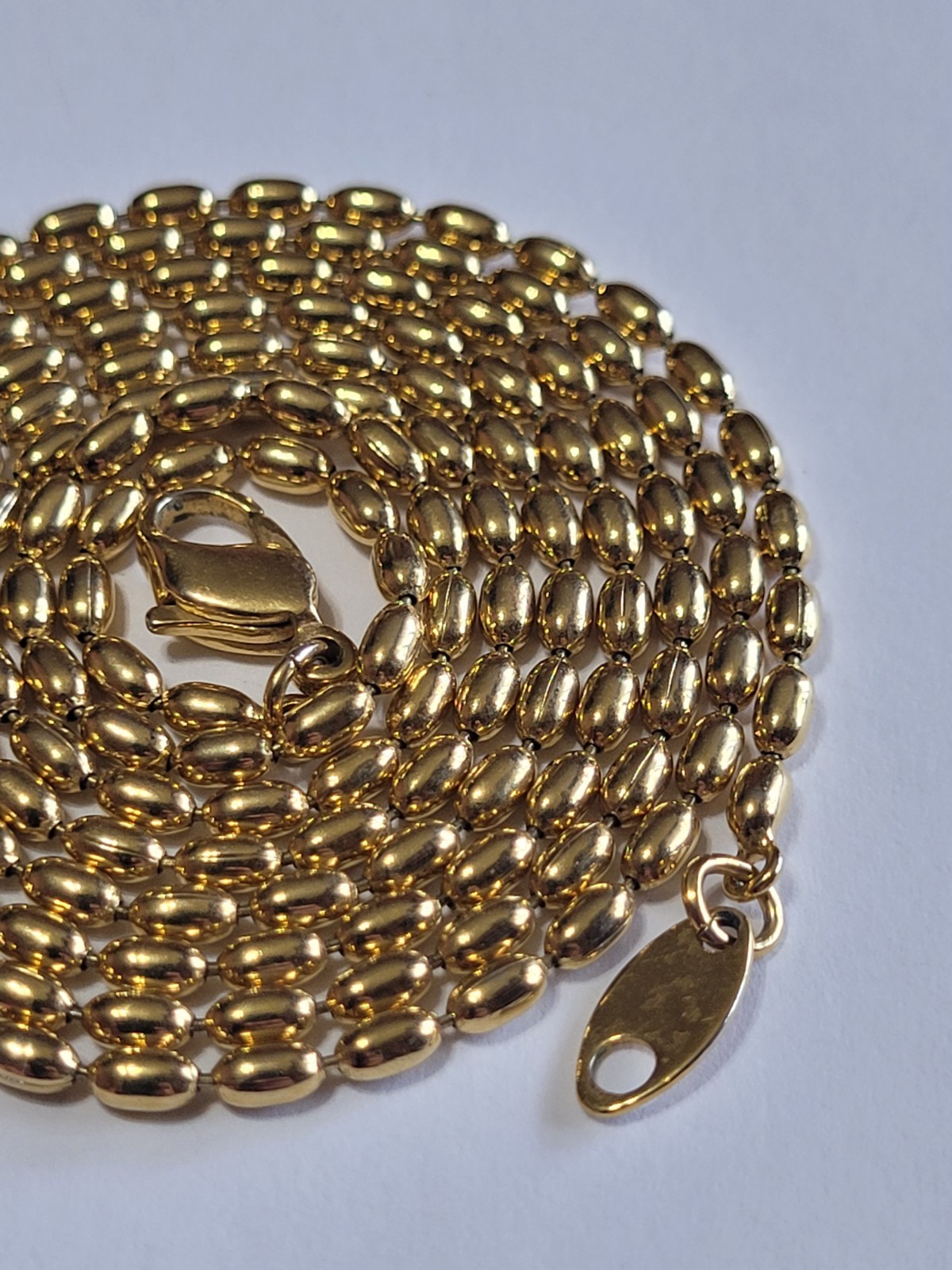 Modern Style Gold-tone Necklace Rolo Bead Chainlink 28″ Costume Fashion Jewelry