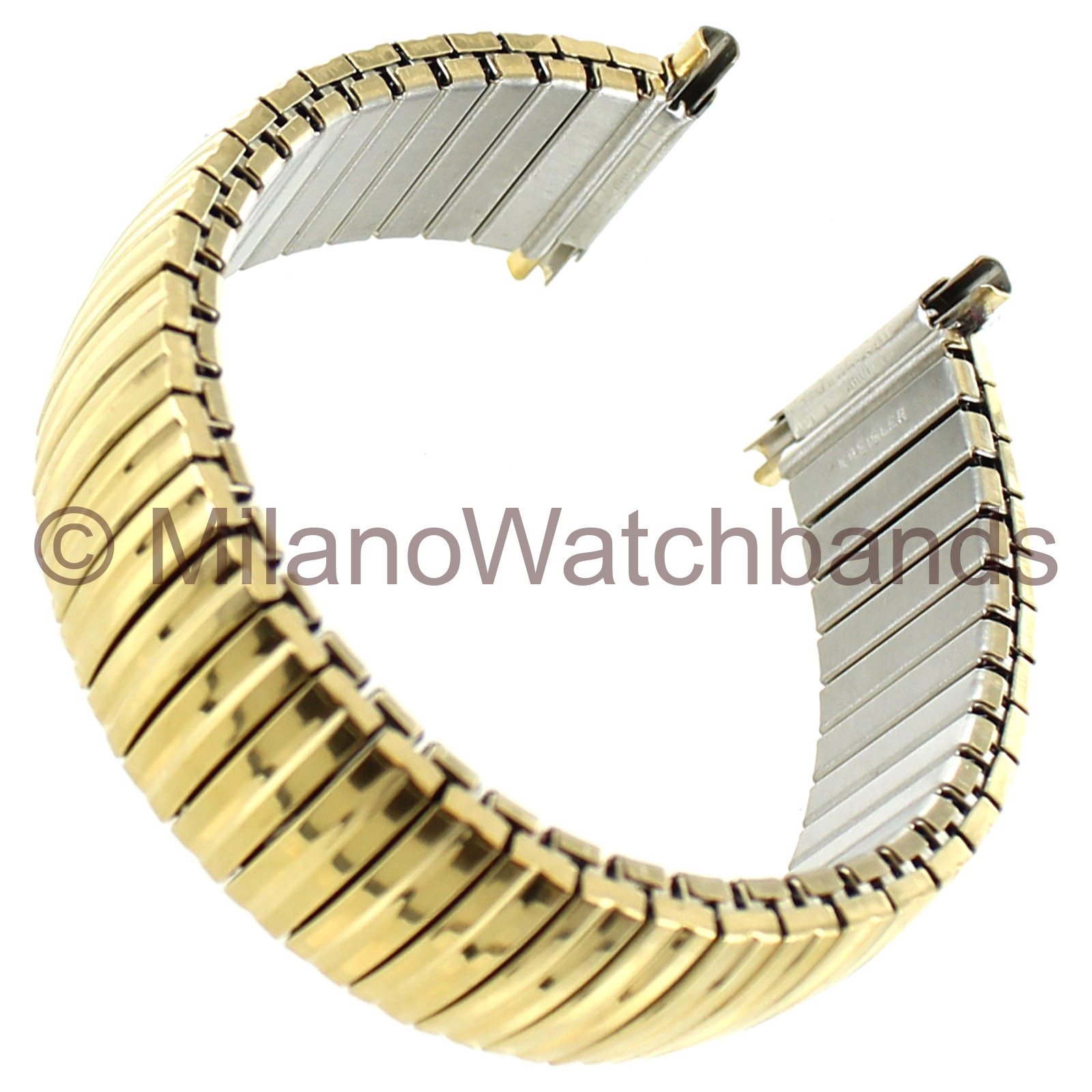 16-21mm Kreisler Mens Gold Tone Dura Flex Stainless Steel Watch Band