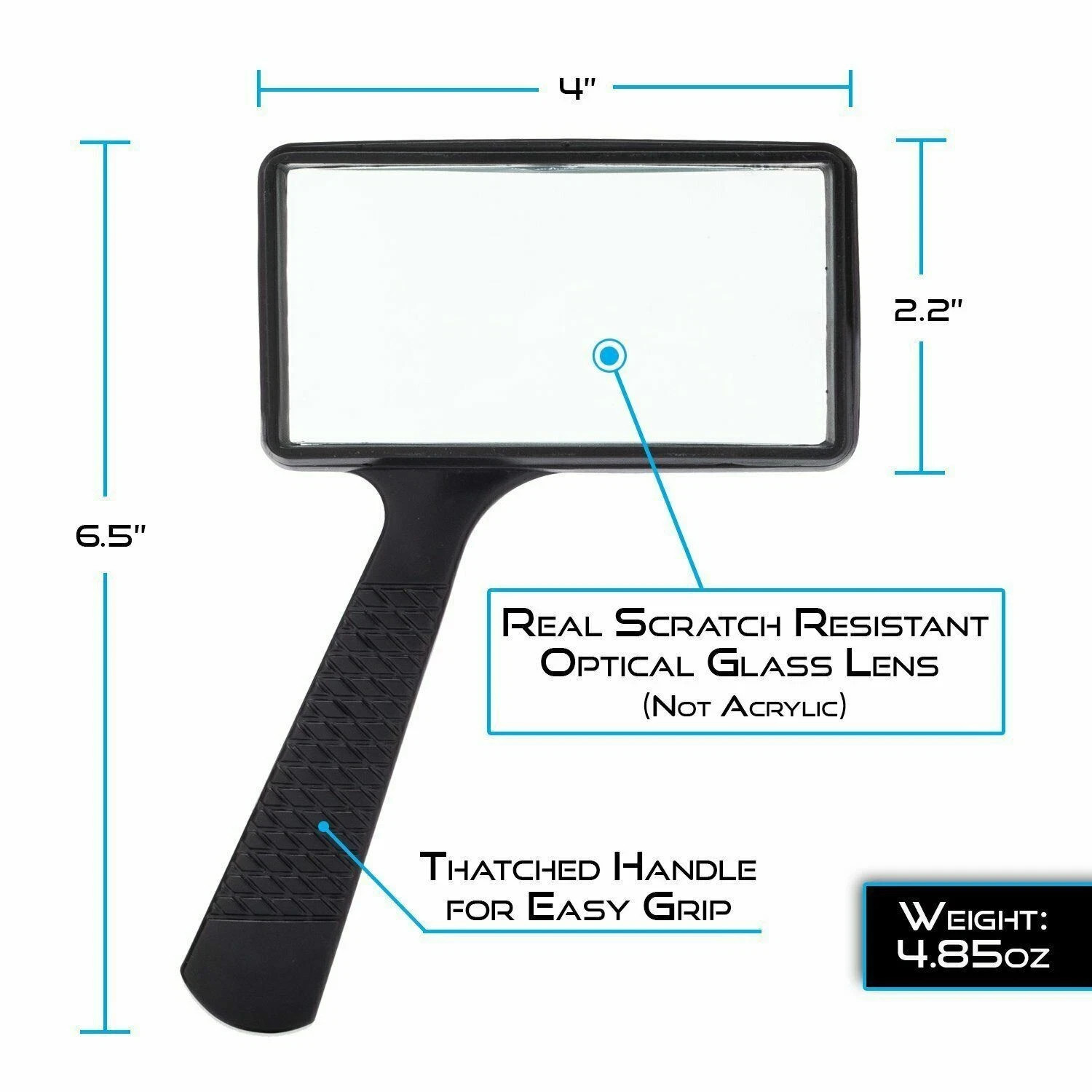 Handheld Rectangular 3X Magnifier Magnifying Glass Loupe For Reading Jewelry US
