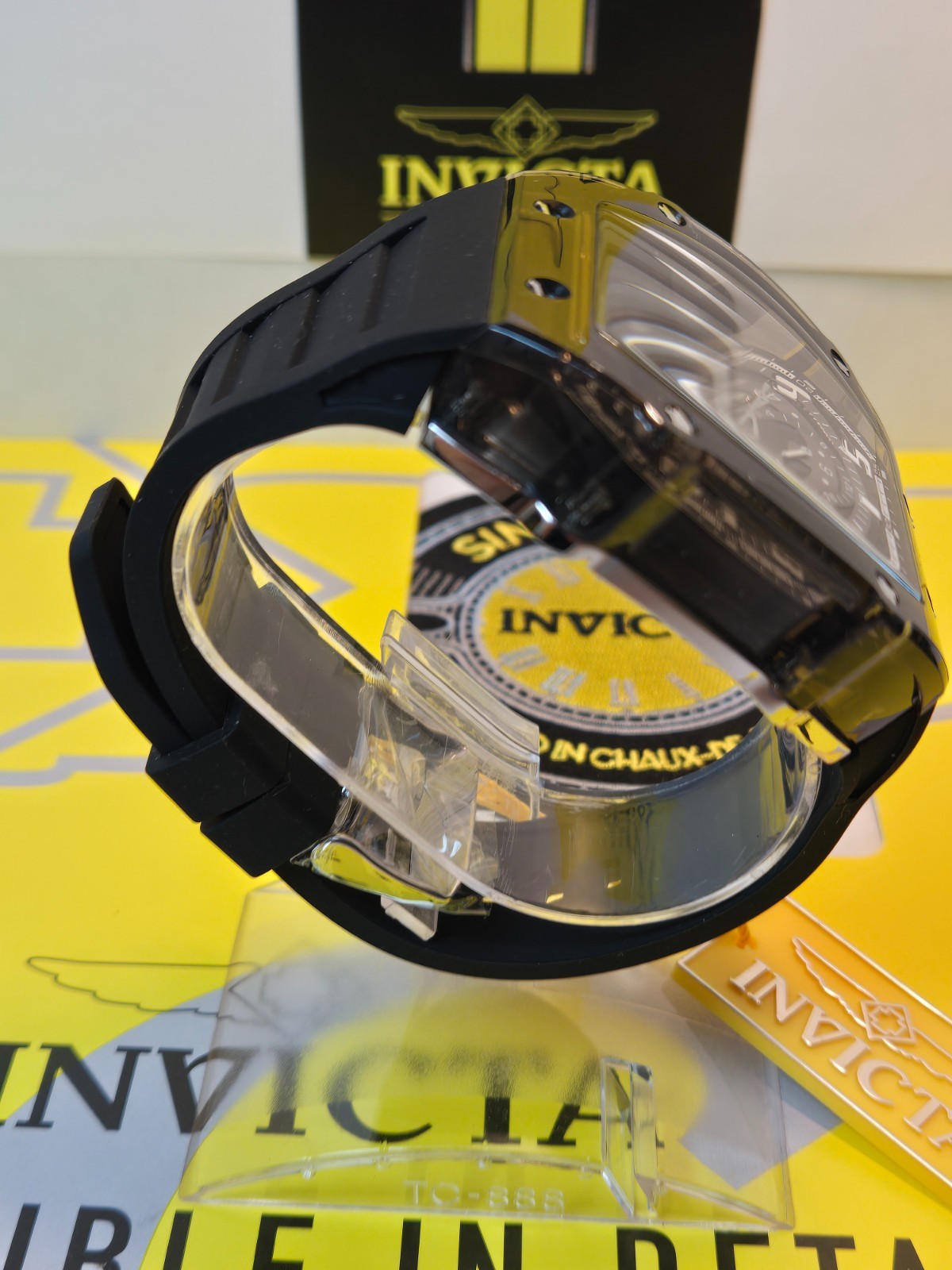 Invicta Racing Cyclone Podium Men’s Watch – 48.5mm, Black case /Black Dial New