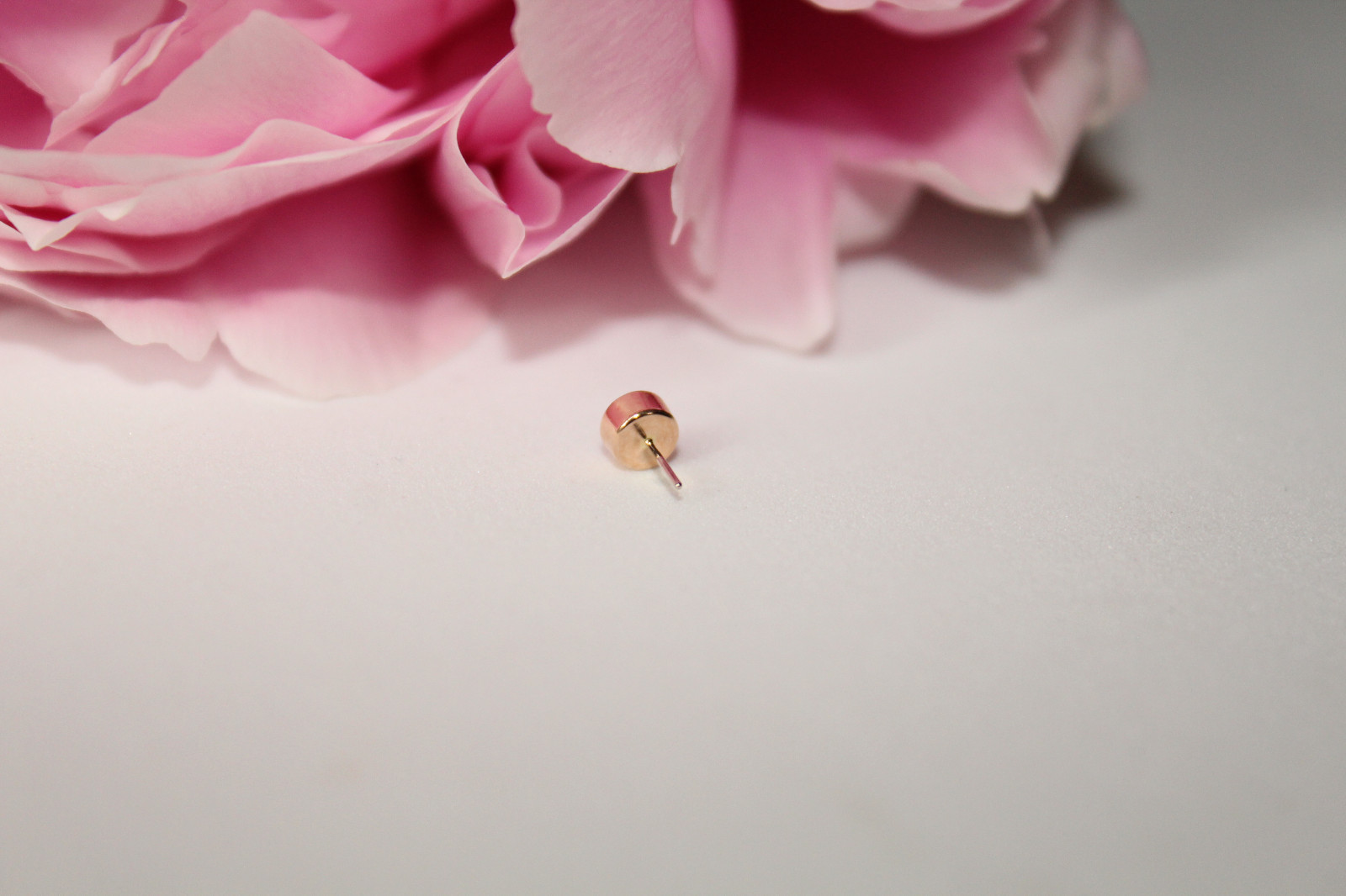 14k Solid Gold Bezel Stud With Real Opal, 25g threadless 14g and16g threaded pin