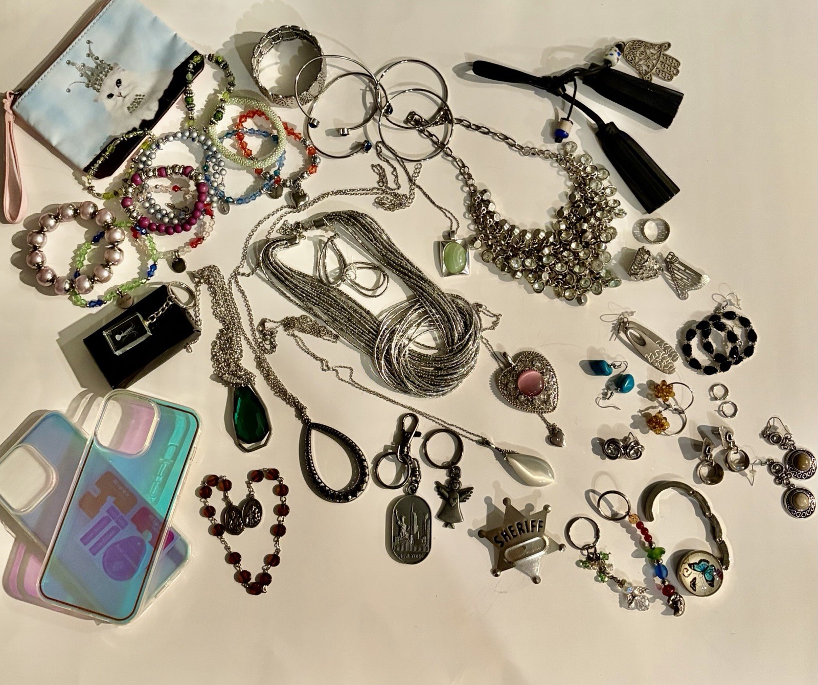Chic Silver Tone & 925 Lot. (50+ ) Jewelry & More ! SEE PHOTOS & DESCRIPTION!