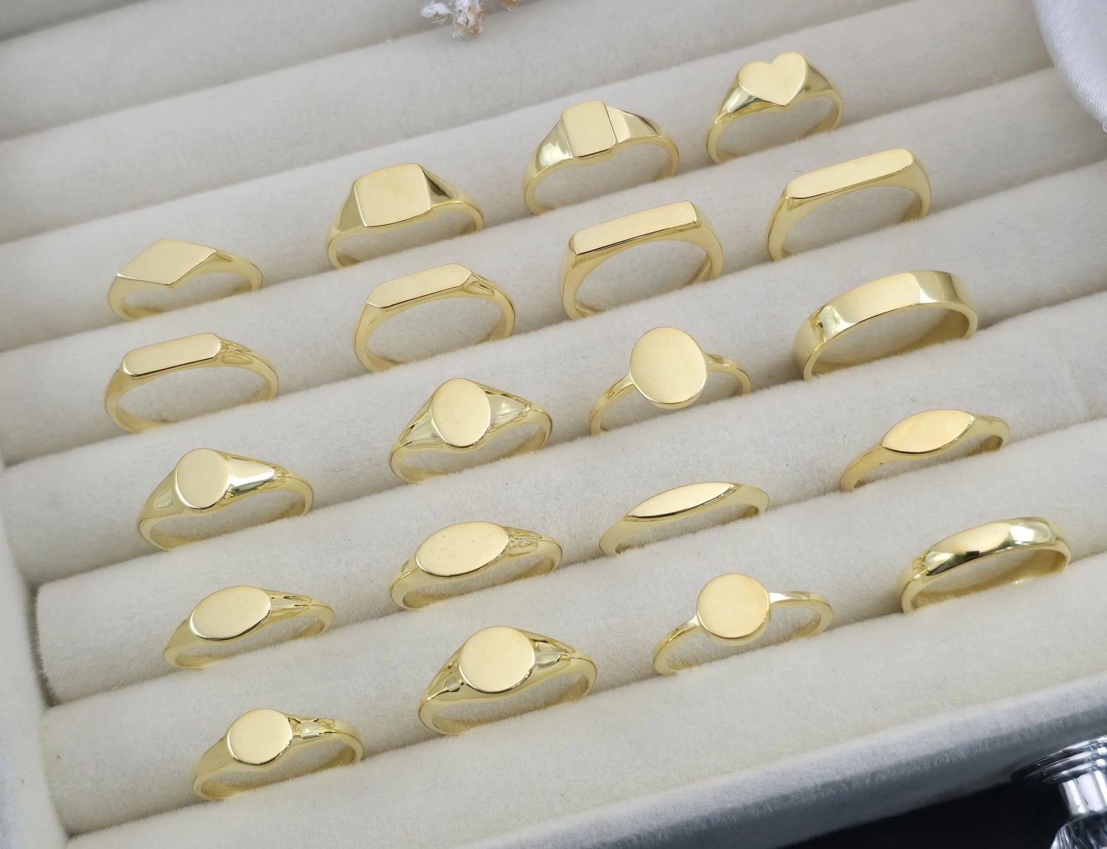 Plain Ring 14K Gold Signet Ring | 925 Stamped | Initials Zodiac Engraved Rings