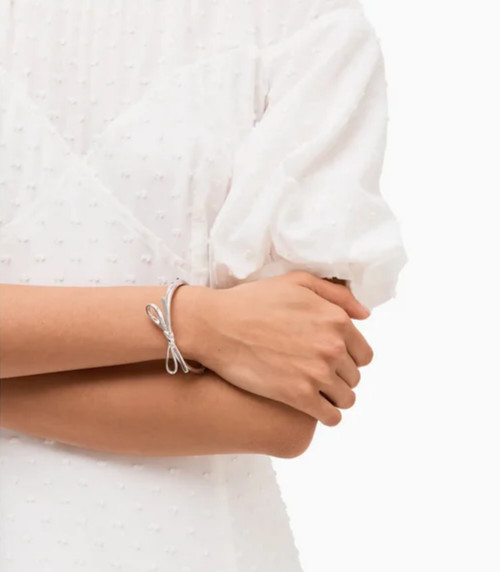 Kate Spade Bracelet Skinny Mini Bow Bangle Silver Tone O0RU2912 XMAS Gift $79
