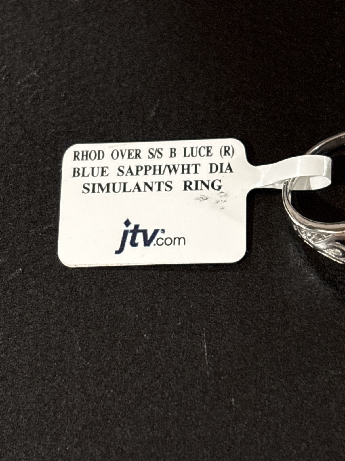 Rhodium Over Sterling Silver Bella Luce Blue Sapphire & Diamonds Ring Size 8 New