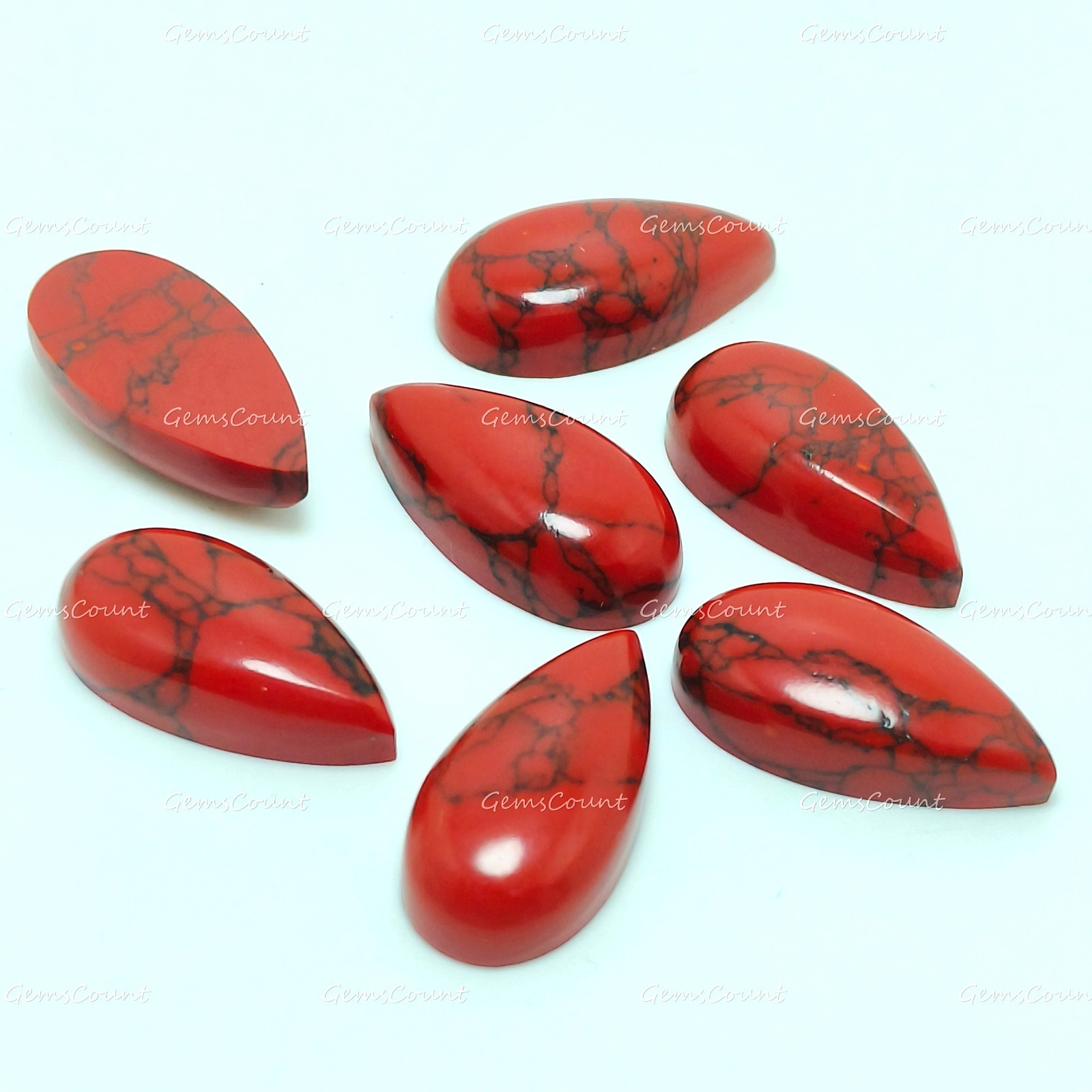 Natural Red Howlite Long Pear Cabochon Calibrated Gemstone 5x10mm-15x30mm