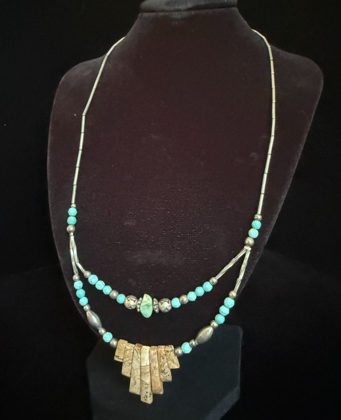 Native Southwest Vintage Handmade Silver/Turquoise/Jasper SEE VIDEO