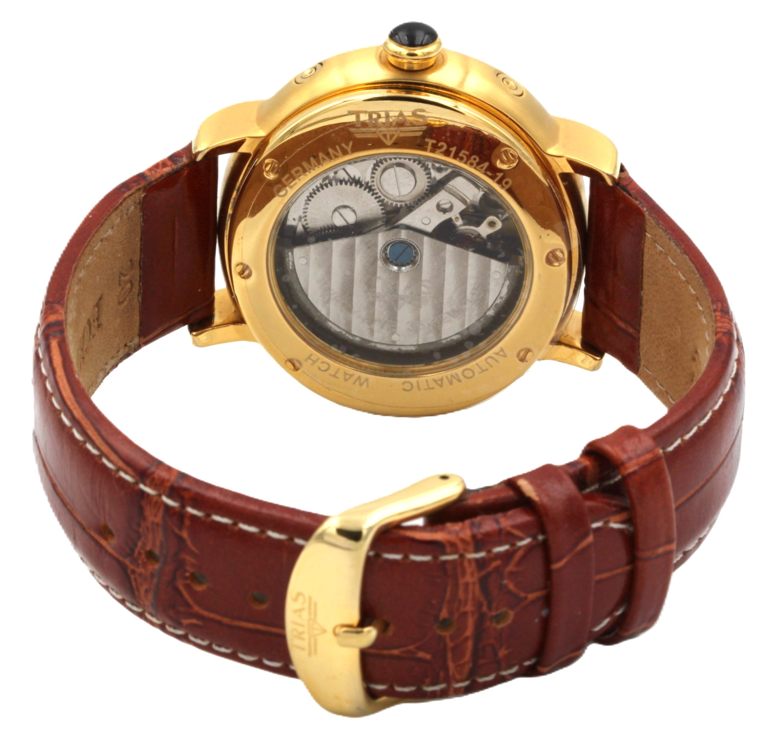 Trias Watches Oval Automatic Watch Unisex Calendar Leather Watchband