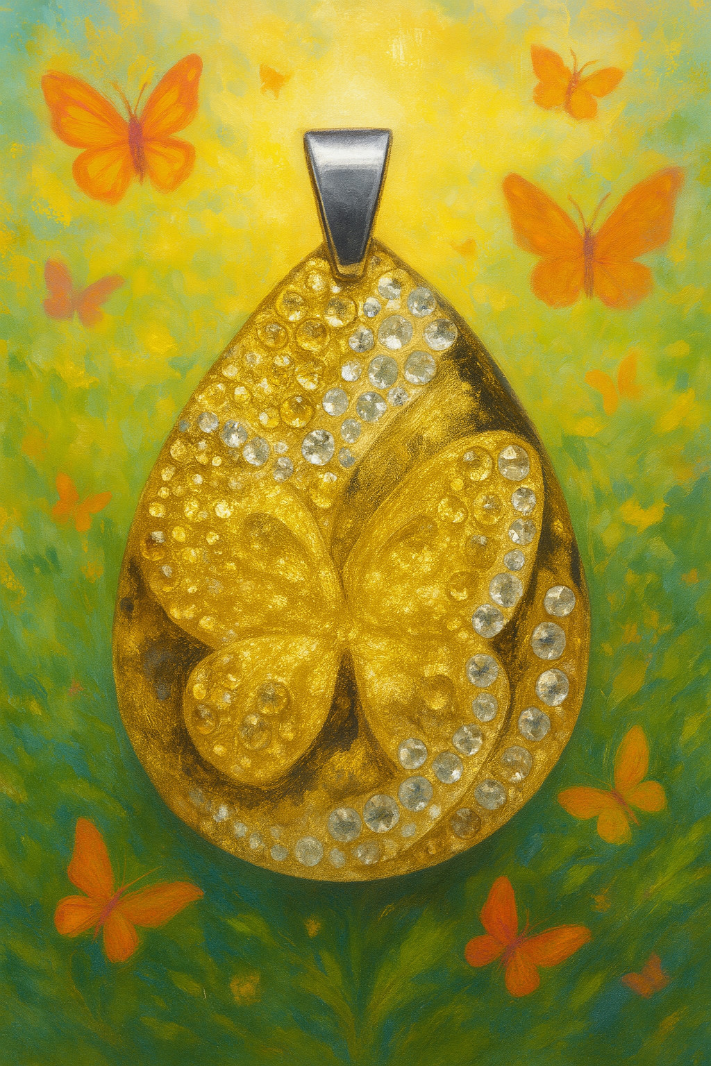 Crystal Butterfly Pendant Necklace, Reversible The Budget Friendly Perfect Gift!