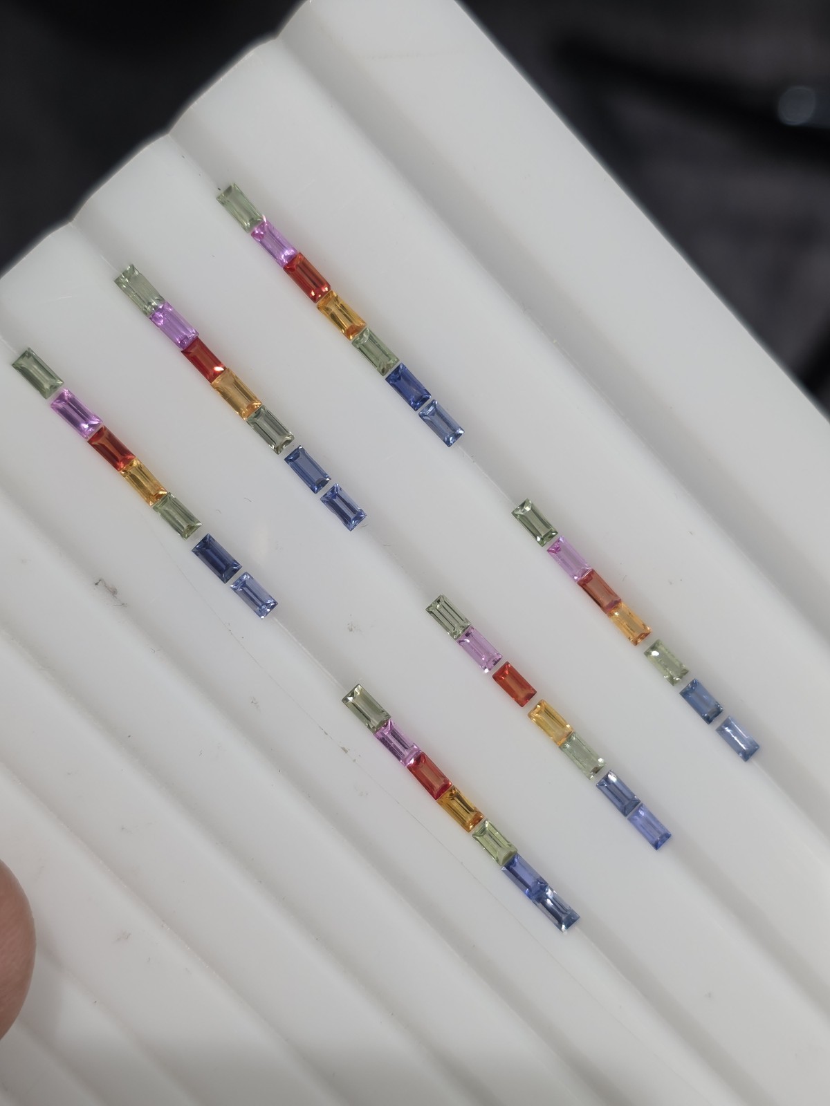 4x2mm Natural Fancy Rainbow Sapphire Good Quality Baguettes 7 Stones set