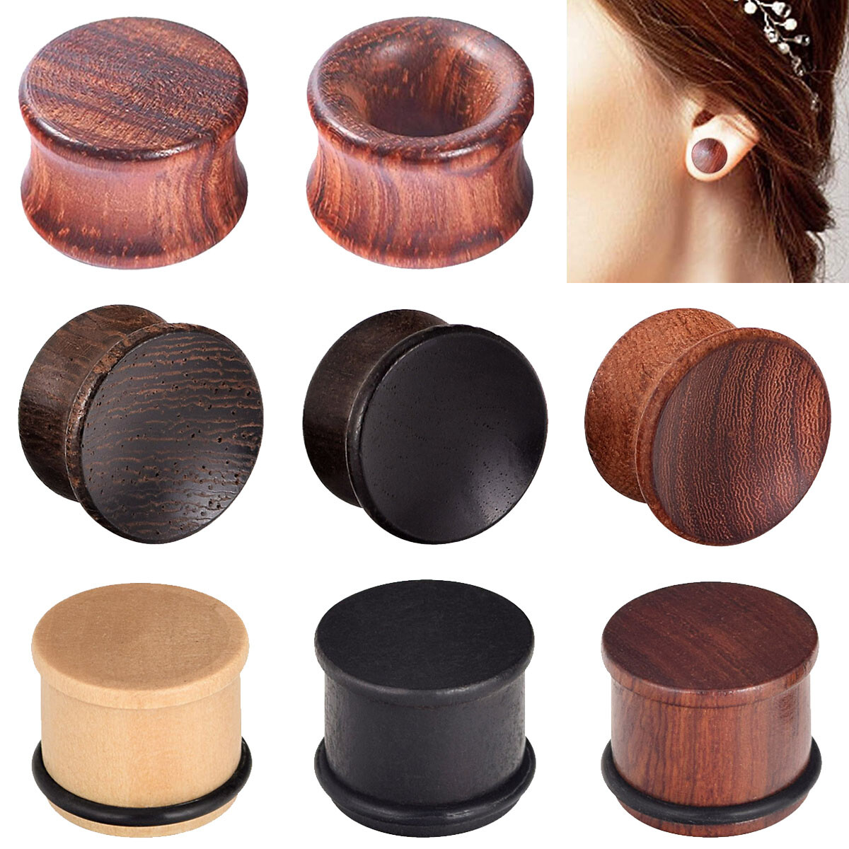 10pcs Ear Plugs Ear Gauges Random Mixed Style Ear Tunnels Choose Size 2g-5/8″