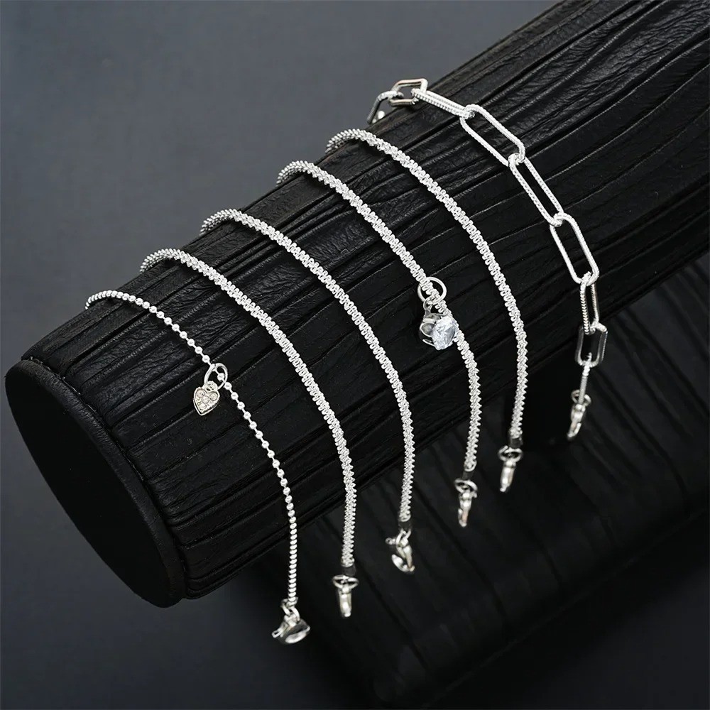 6PCS 925 Sterling Silver Rhinestone Bracelets Women Korean Jewelry Set