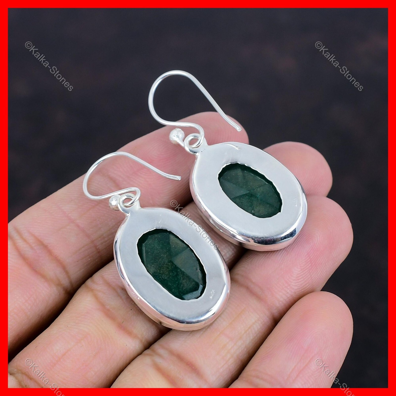 Valentines Deal Zambian Emrald Gemstone Dangle Drop New Earrings Sterling Silver