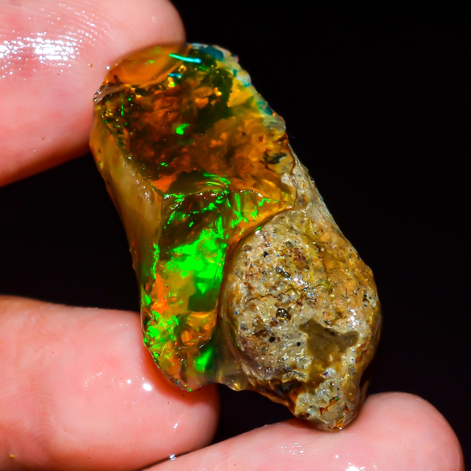26 Ct Natural Ethiopian Opal Rough Gemstone, Loose Gemstone Multi Fire Opal L413