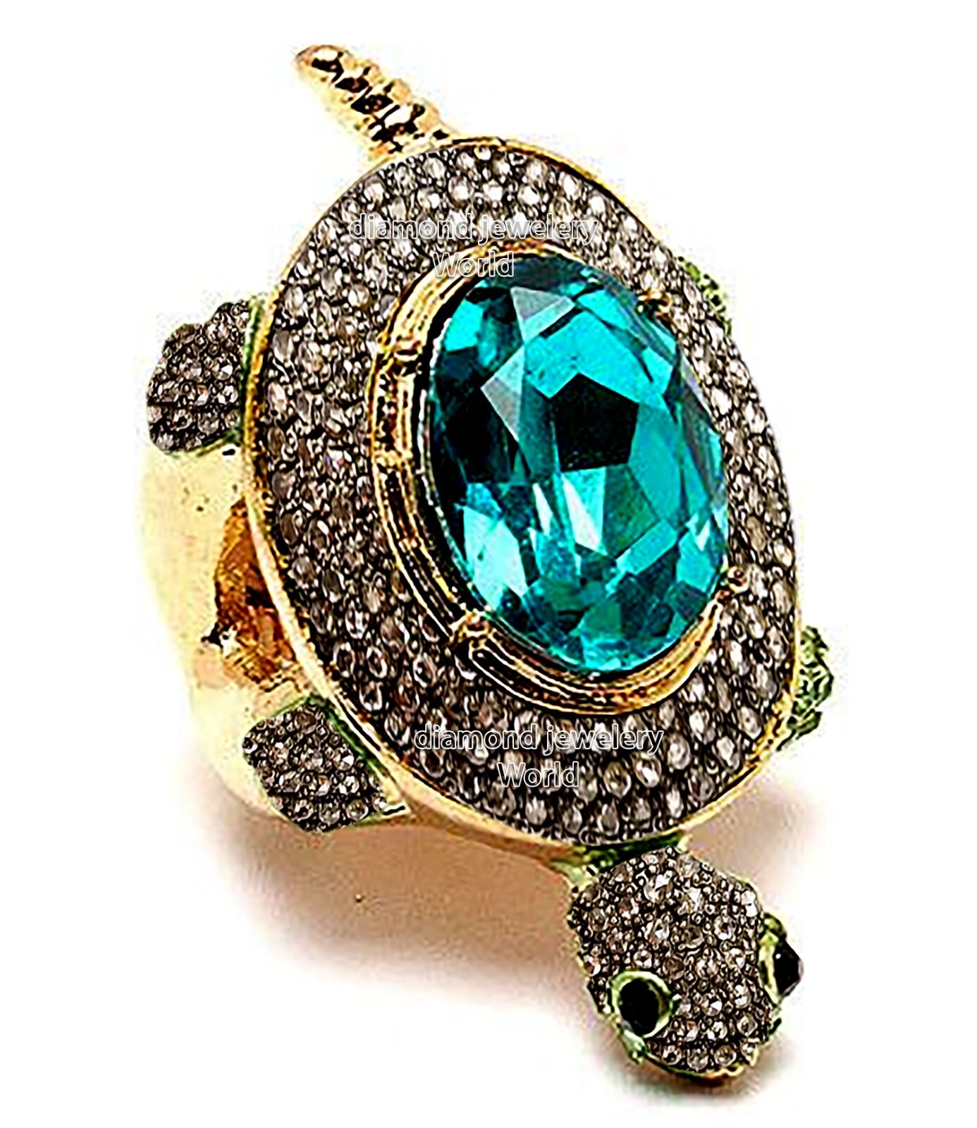 2.51ctw Rose Cut Diamond Gemstone Studded Victorian Silver Turtle Ring Jewelry