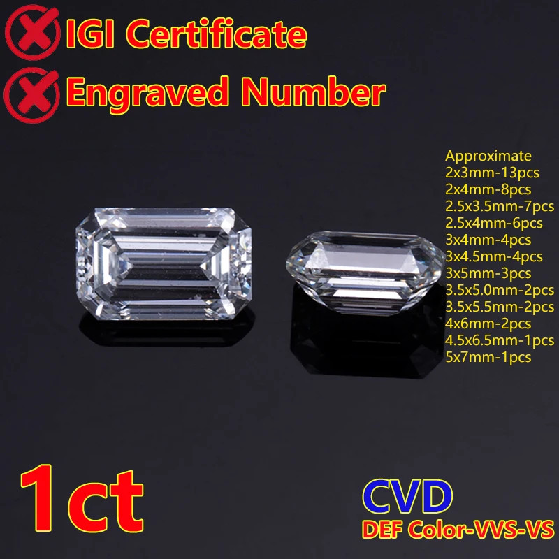[CVD/HPHT Radiant Emerald] Wholesale 0.08-1ct Loose Lab Diamond Melee DEF VVS-VS