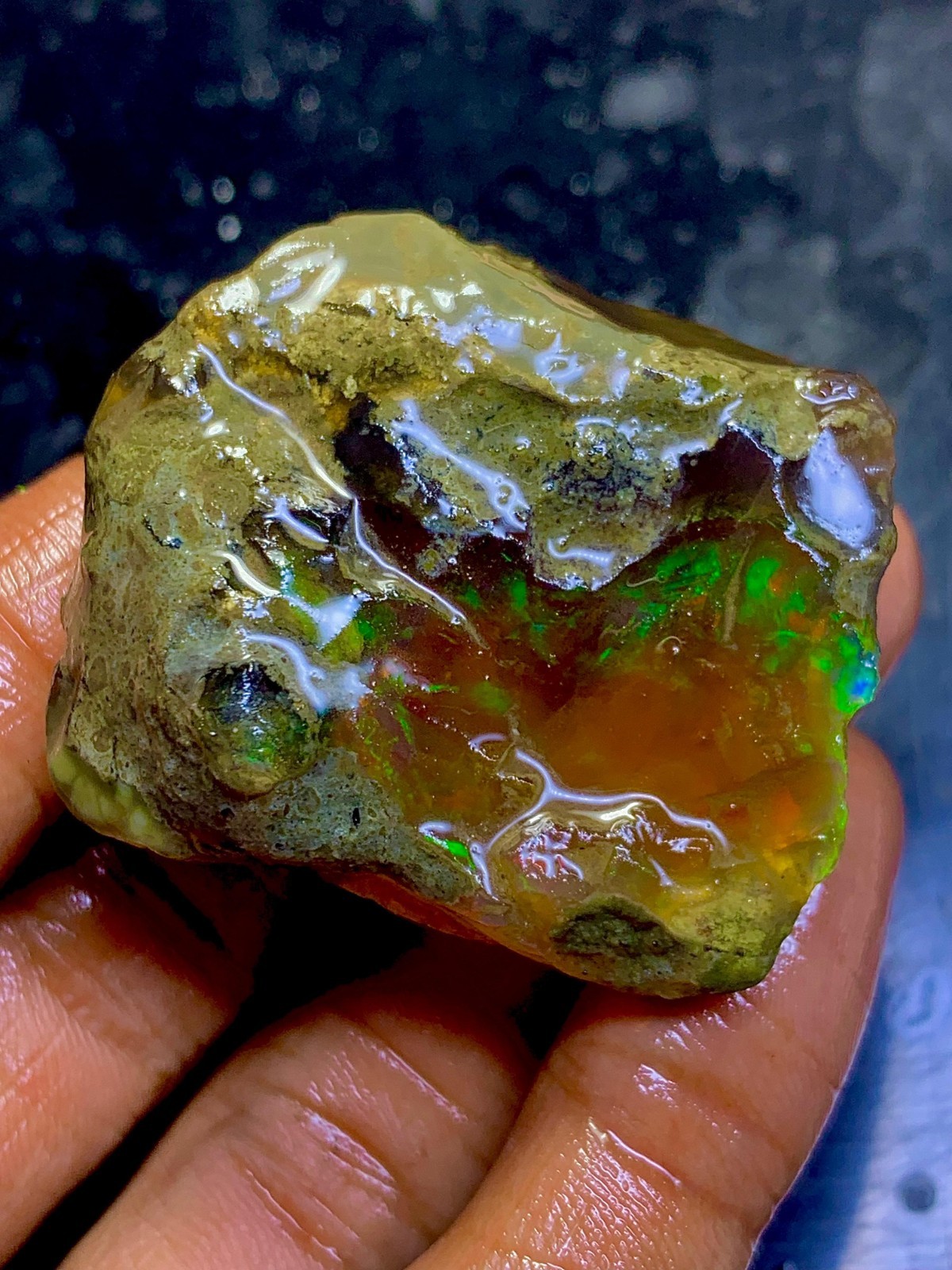 173 Ct Large Ethiopian Boulder Opal Rough Multi Fire natural Play Of Color Raw