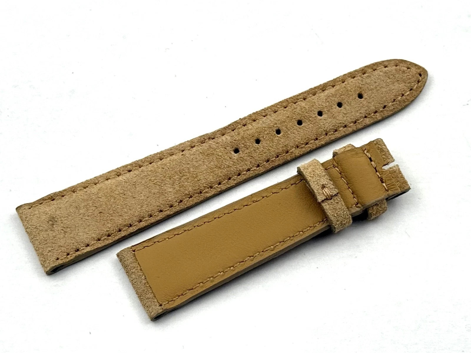Genuine Leather Strap Band Suede Beige 20/16mm Top Quality Handcrafted New