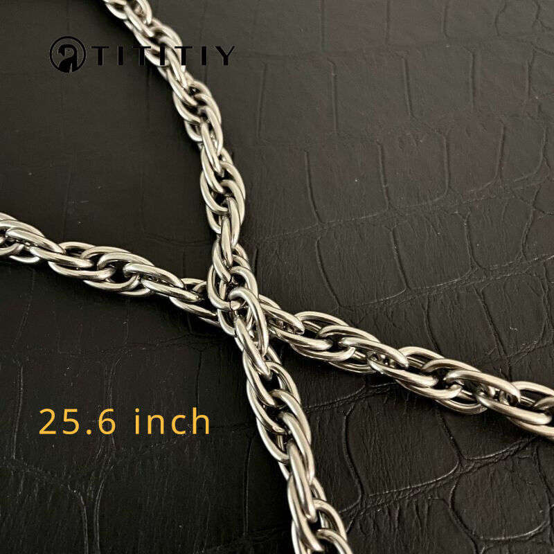 New Pure Titanium Twisted Necklace Wide 7mm Wide Anti Allergic 25.6 Inch Gift