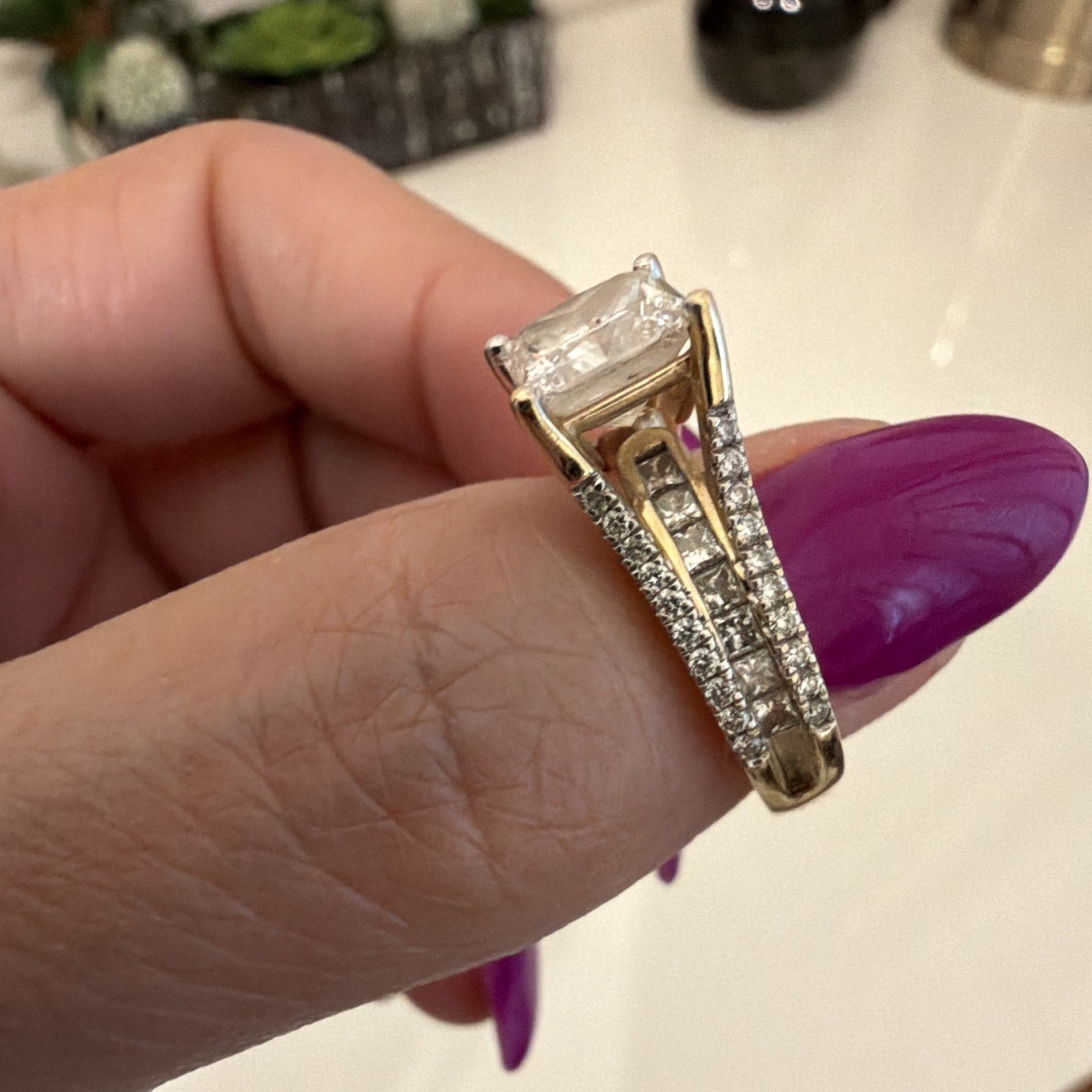 2.02ct Lab Grown Princess Diamond Ring 14K Yellow Gold E/VVS2 IGI 7