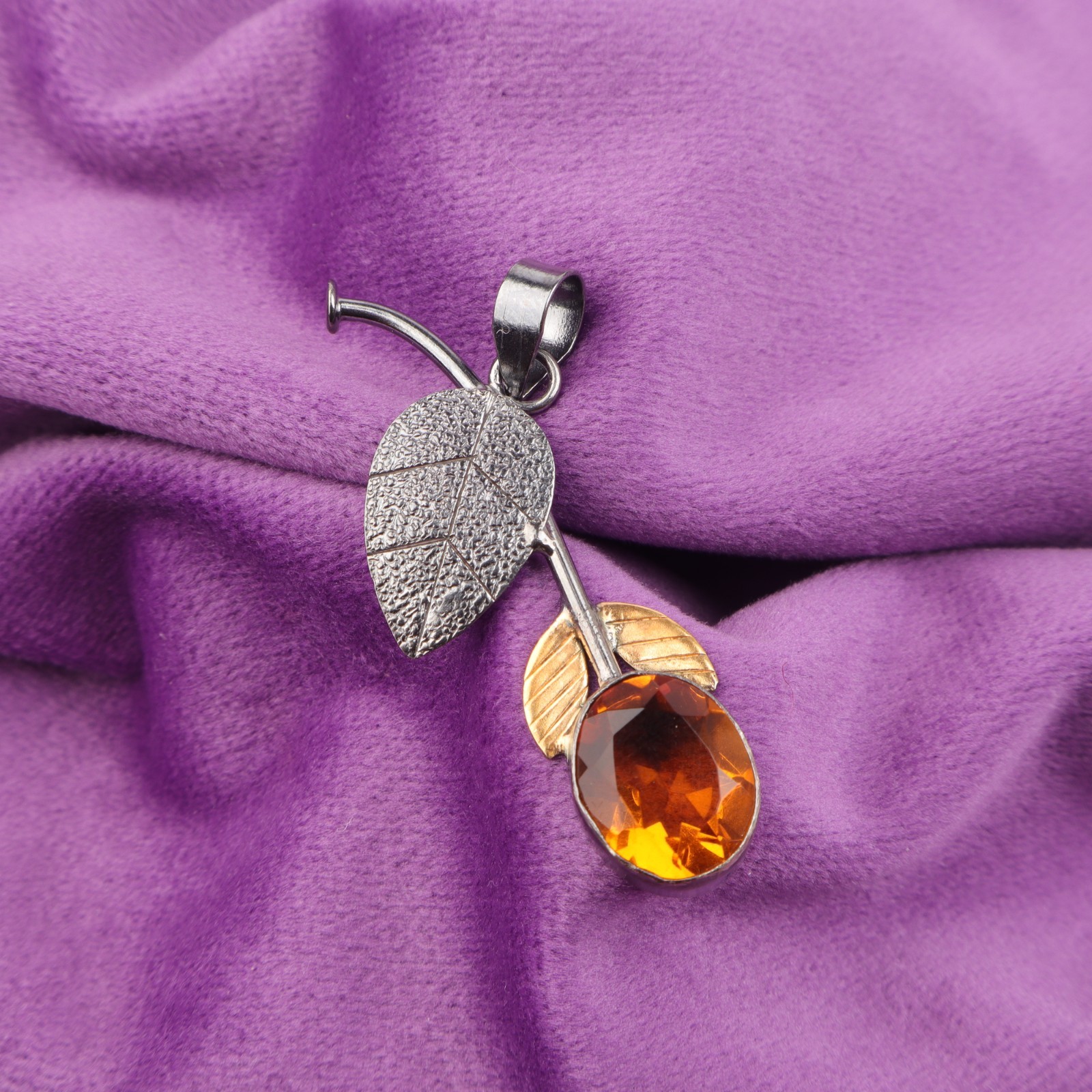 Natural Citrine November Birth Mother Bezel Pendant Jewelry 925 Sterling Silver
