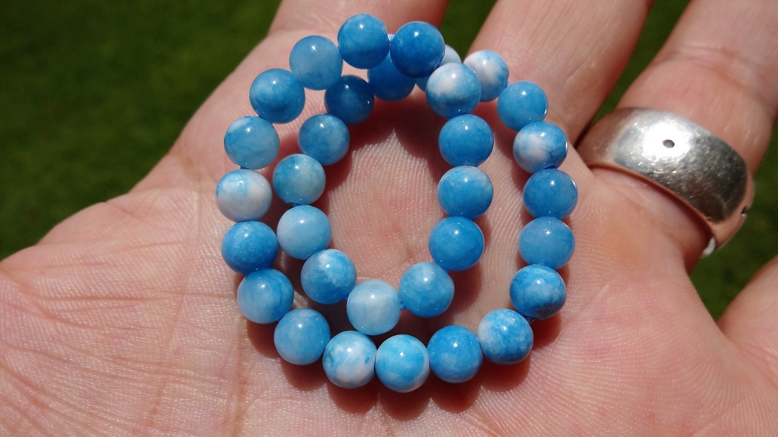 Blue Dominican LARIMAR Bead Bracelet Men Women Stretch 6mm 7, 7.5, 8, or 8.5 in