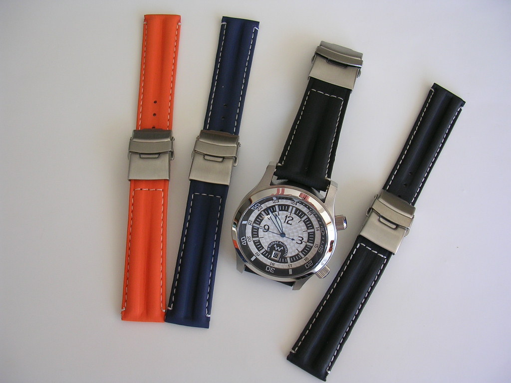 20mm Orange Silicon Rubber Dbl Lock Deploy Dive watch band IW SUISSE 22 USA Ship