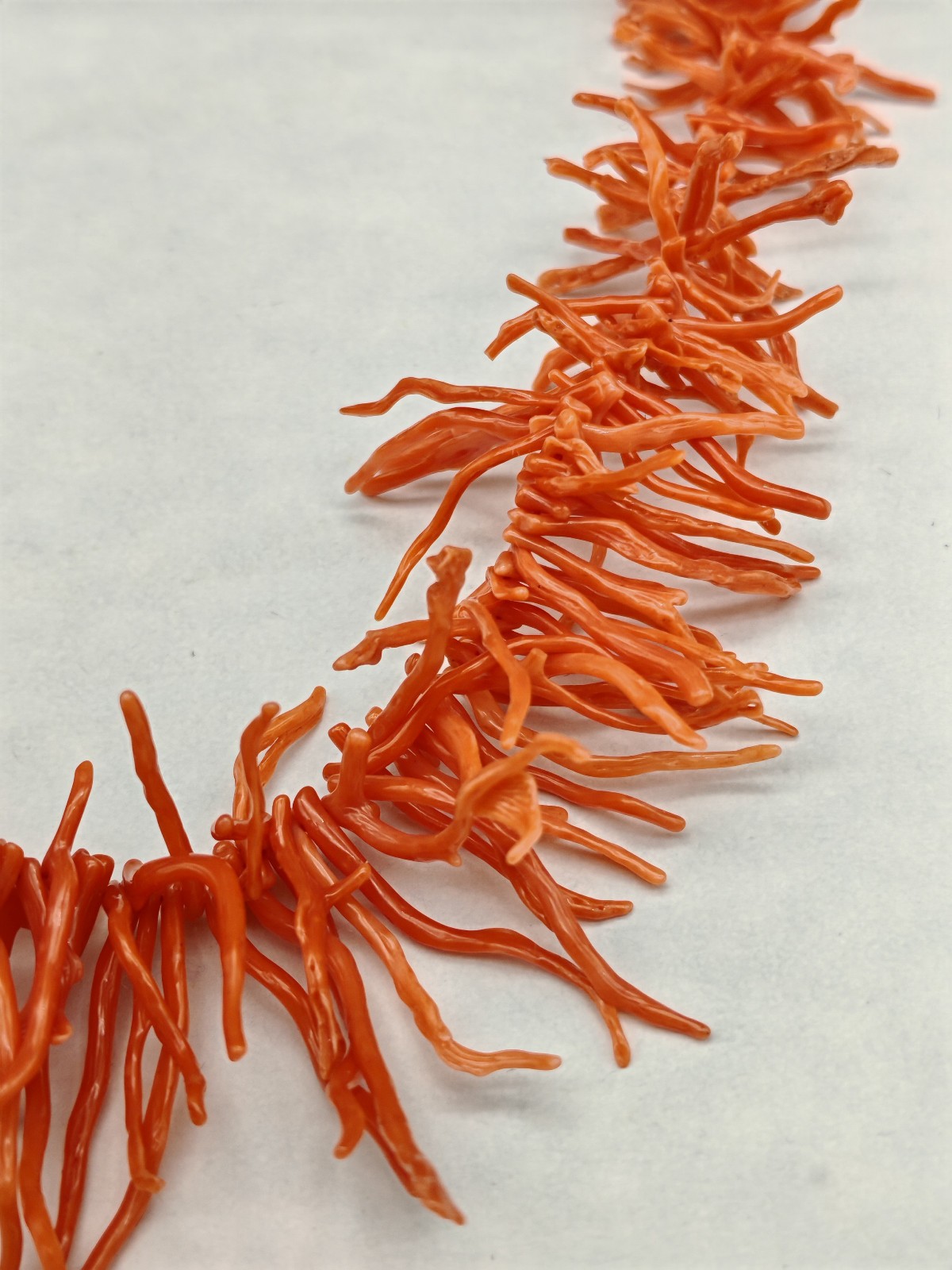 Women’s Real Red Coral Necklace of Sardinia Fringe Necklace 925 Silver