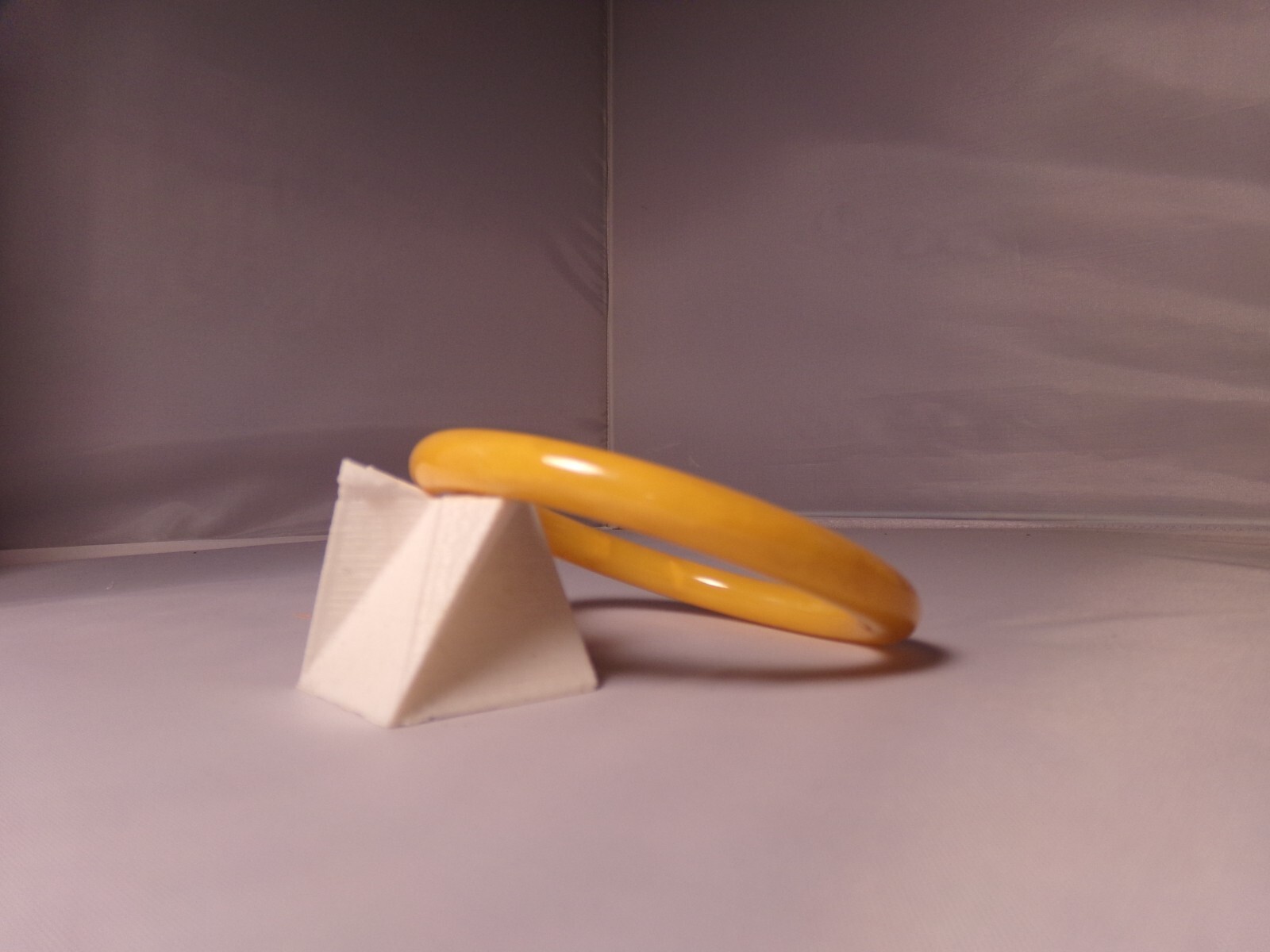 Vintage Mustard Yellow & White Marbled Plastic Bangle Bracelet
