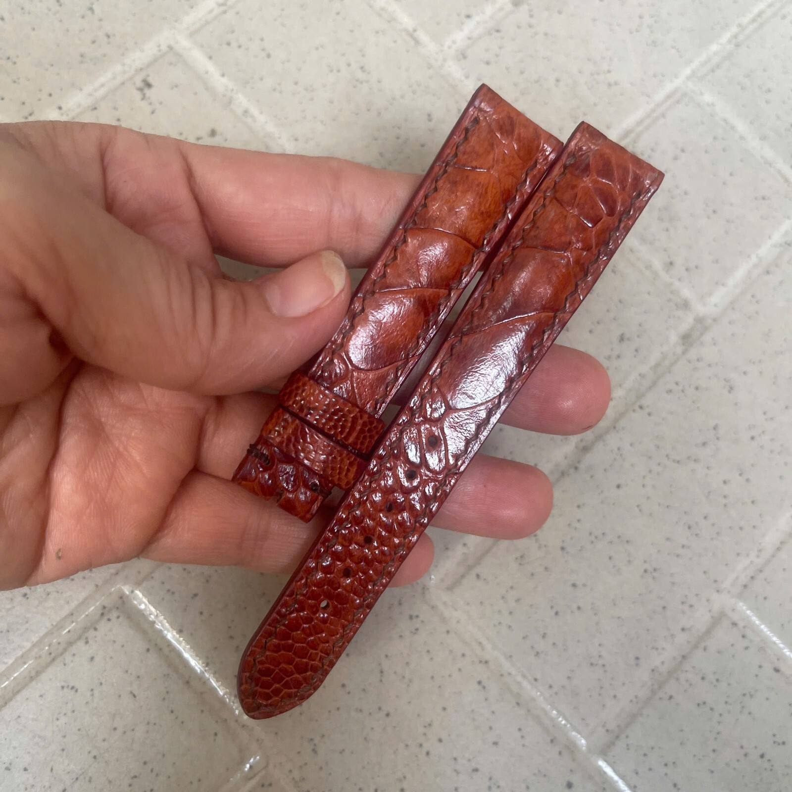 26m 24mm 22mm 21mm 20mm 19mm 18mm 16mm Red Brow Ostrich Leather Watch Strap Band