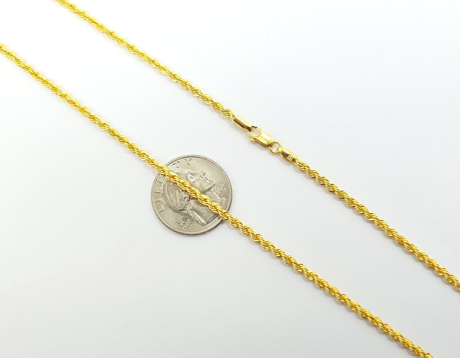22K Gold Rope Chain Necklace 20.3 inch 2.8 mm Hollow Genuine Hallmarked 916