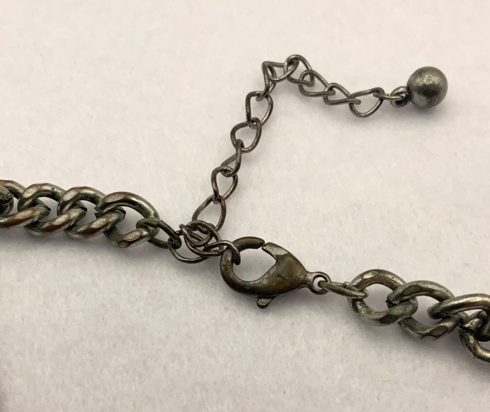 Steampunk Textured Metal Necklace Bib Silver Tone White Stone Textured