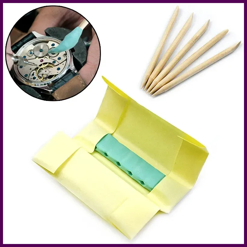 Watch Parts Movement Cleaning Clay Green Rubber Putty Cleaner With Wooden Stick