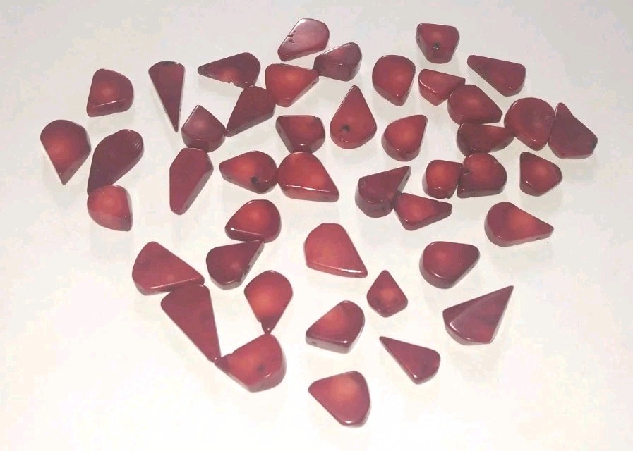 Loose Coral Dyed Red For Jewelry Making 114 G Triangle Candy Corn Shapes