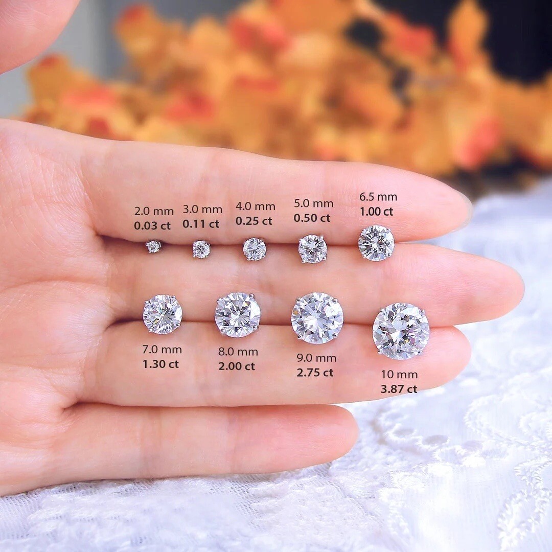 4 Ct TW Moissanite Screw Back Solitaire Stud Earrings – GRA Certified D VVS1 8mm