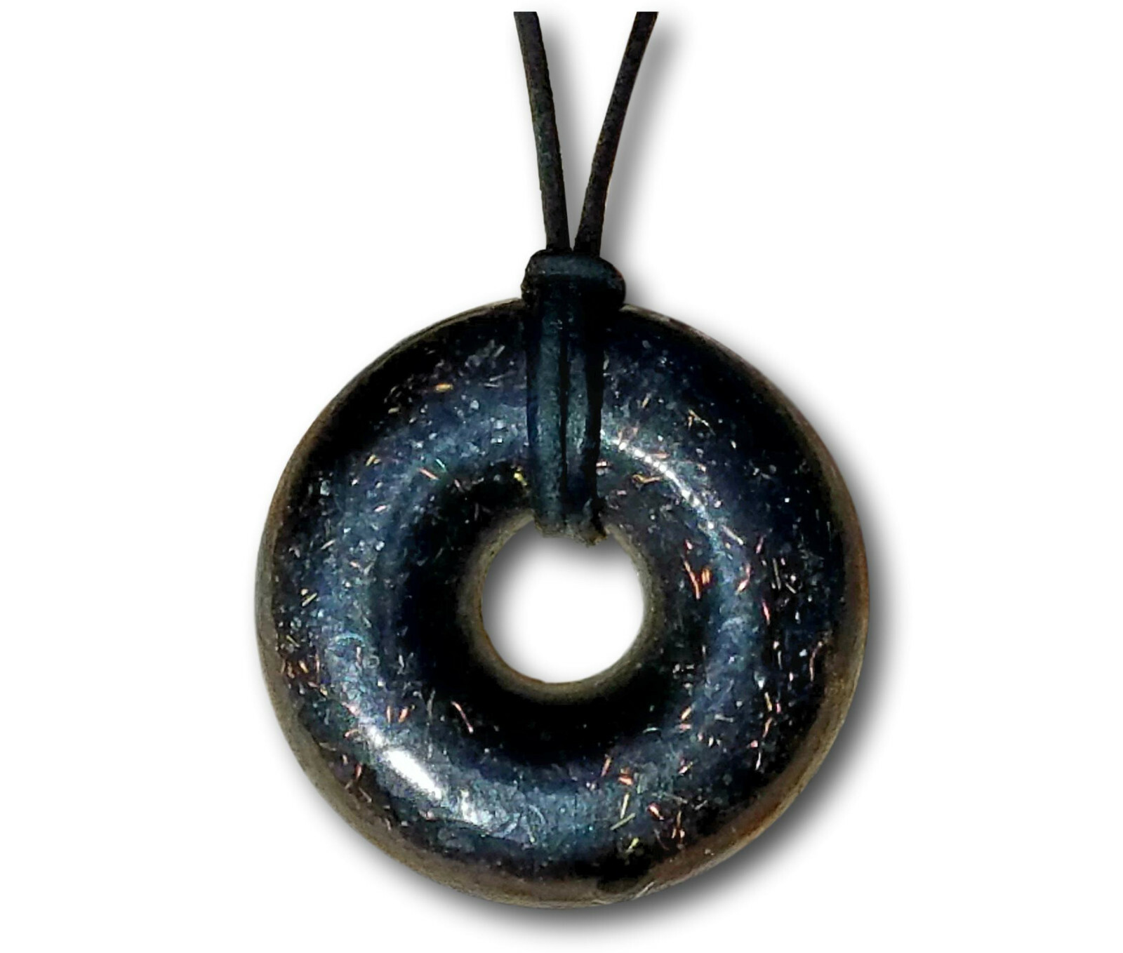 Black Sun Orgonite® Donut Pendant – Chakra Healing Necklace – EMF 5G Protection