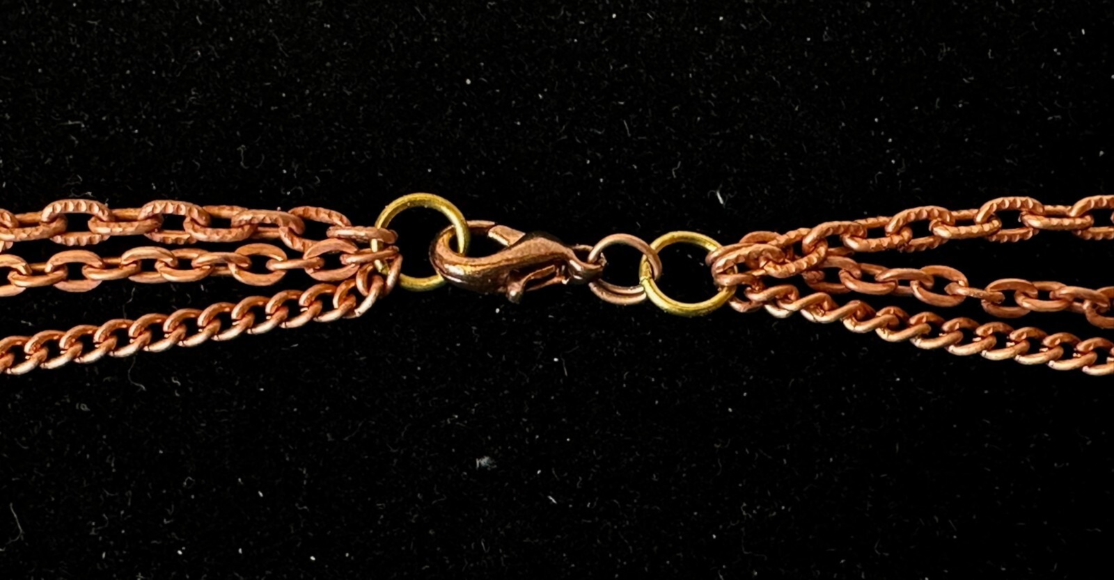 3 VINTAGE COPPER COATED STEEL GRADUATED 3 STRAND ROPE CHAIN 24″ BIB NECKLACE