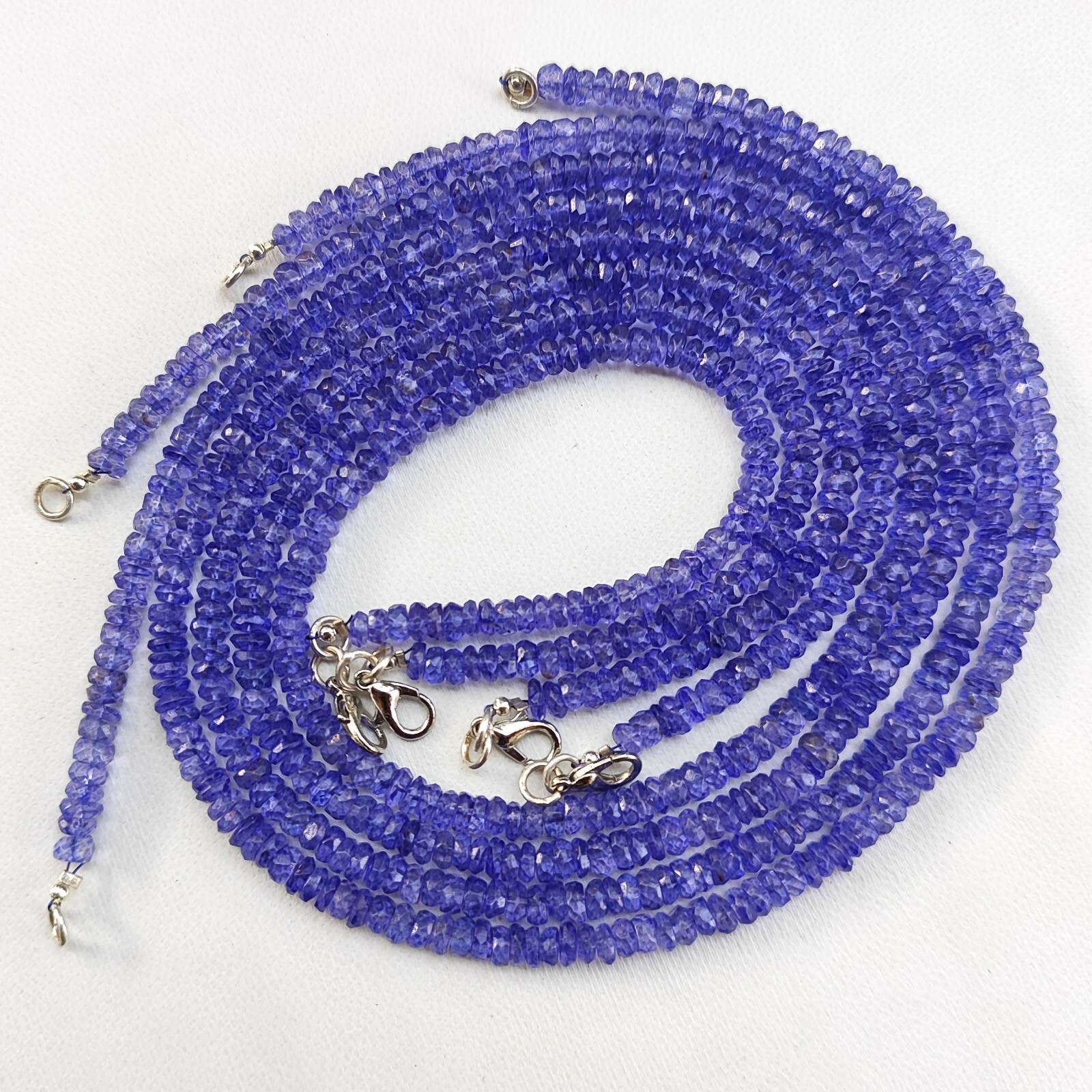 Tanzanite Color Coated Topaz Gems 5mm Size Faceted Rondelle Beads 17.5″ Necklace