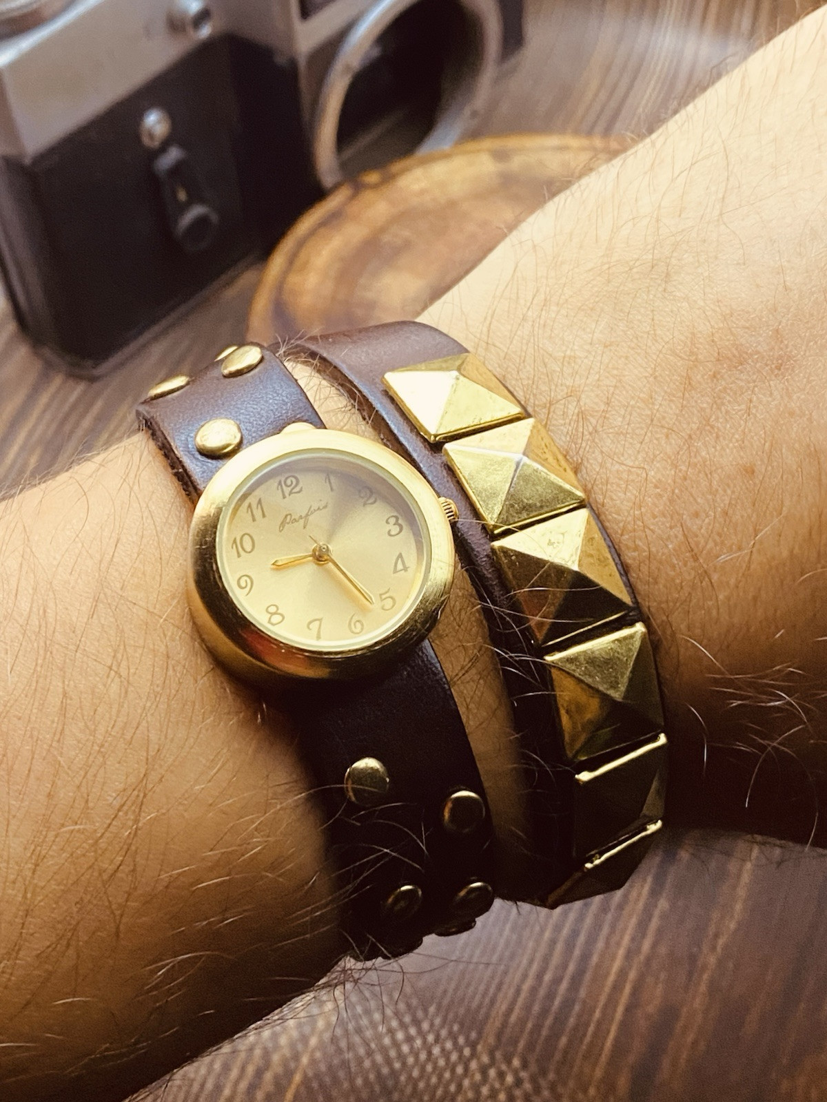 Parfois Watch Women Gold Tone Retro Leather Band New Battery