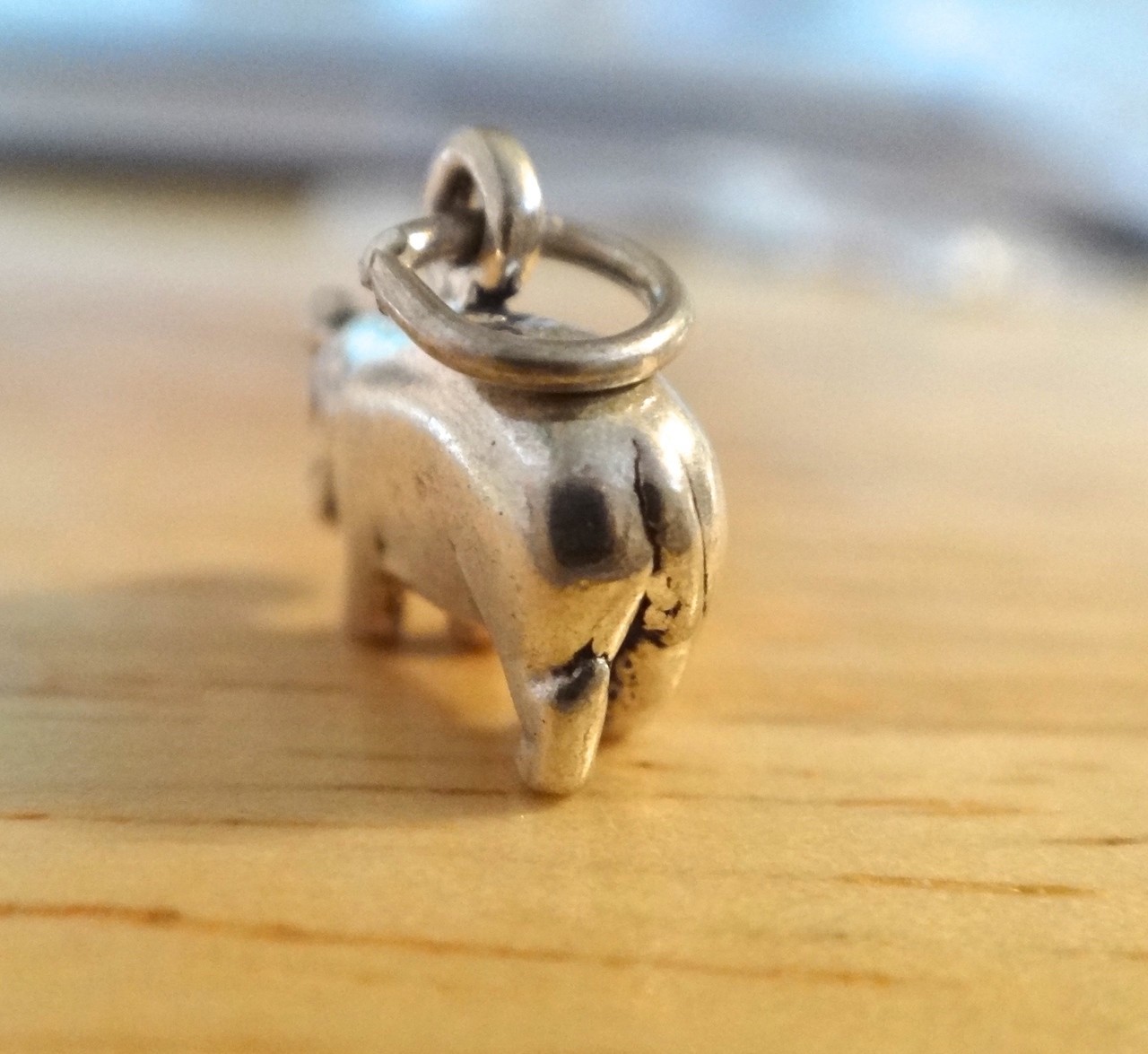 3D 14x10mm solid Hippopotamus Hippo Sterling Silver Charm