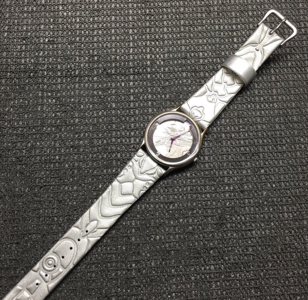 RARE! Evangelion EVA Unit 01 silver leather wristwatch Unused NEW Mens Discontin