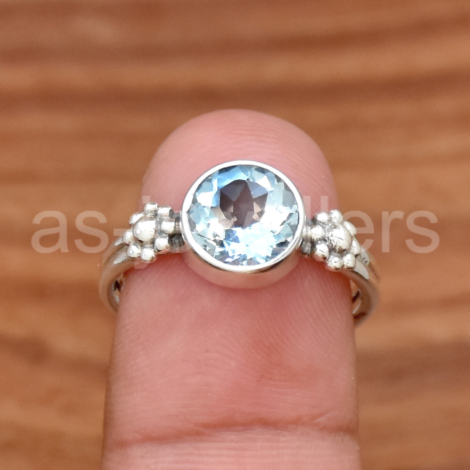 Blue Topaz Ring, Handmade Jewelry for girls, Flower Ring, Dainty Silver Ring