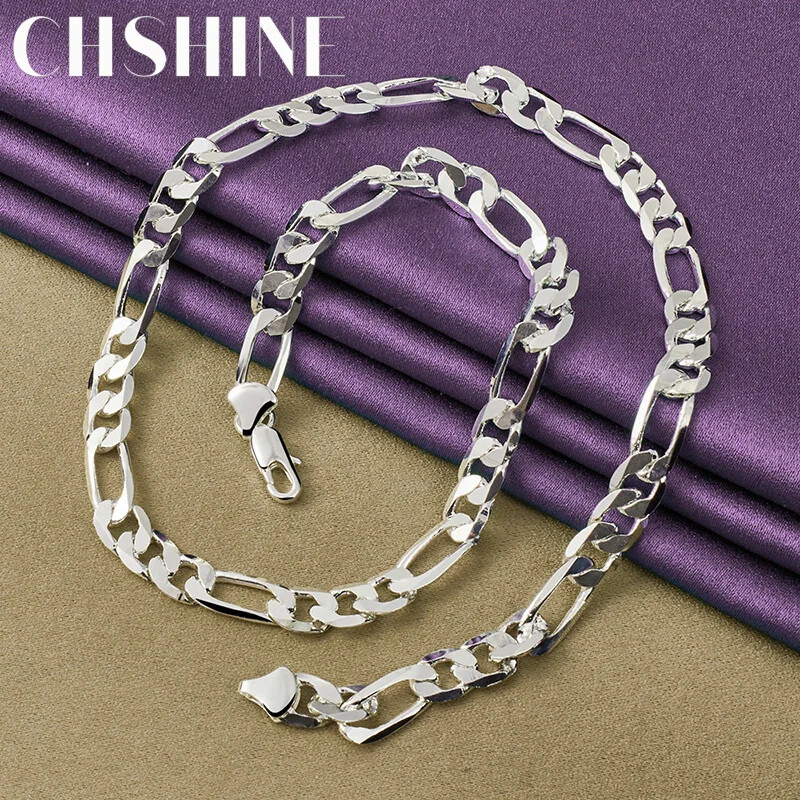 CHSHINE 925 Sterling Silver 8mm Men’s Chain 16-24 Inch Necklace Charm Jewelry