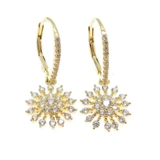 2Ct Round Lab Created Diamond Women’s Drop Dangle Earring 14k Yellow Gold Plated