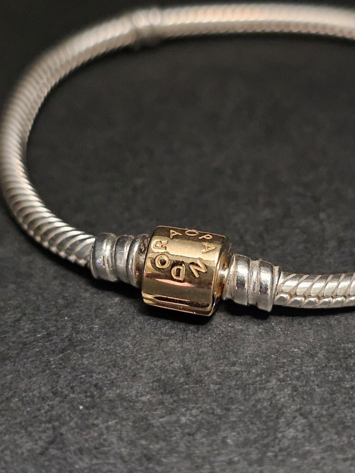Pandora Moments Snake Chain Bracelet 14k Gold Barrel Clasp 6.3″ G585 ALE New