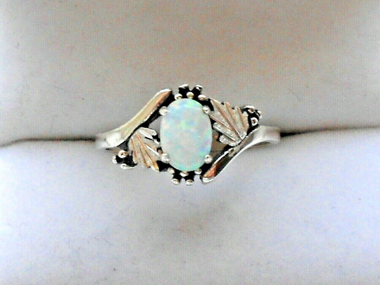 Black Hills (gold style) Dakota SILVER Womens lab OPAL Ring Size 5 thru 10 wBox