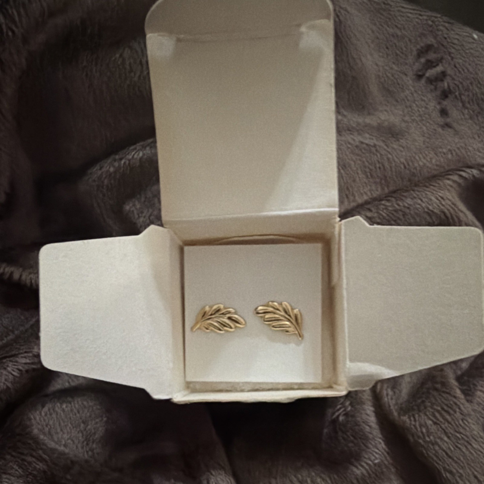 Avon Gold Leaf Stud Earrings Butterfly Back Surgical Steel Posts Vintage