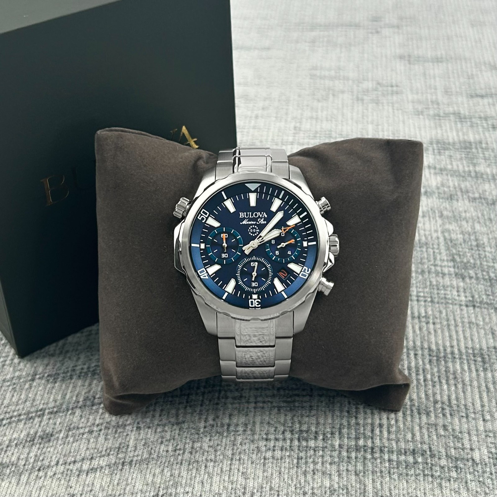 Bulova Marine Star 96B256 Blue Dial Chronograph Men’s Quartz Watch | 43mm
