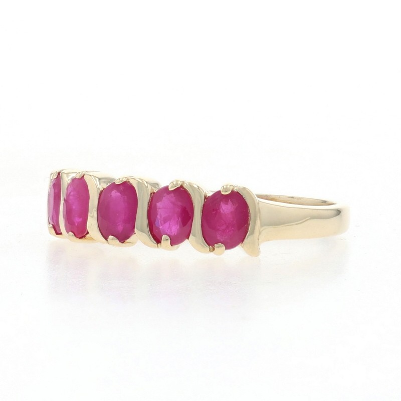 Yellow Gold Ruby Five-Stone Band – 10k Oval .79ctw Ring