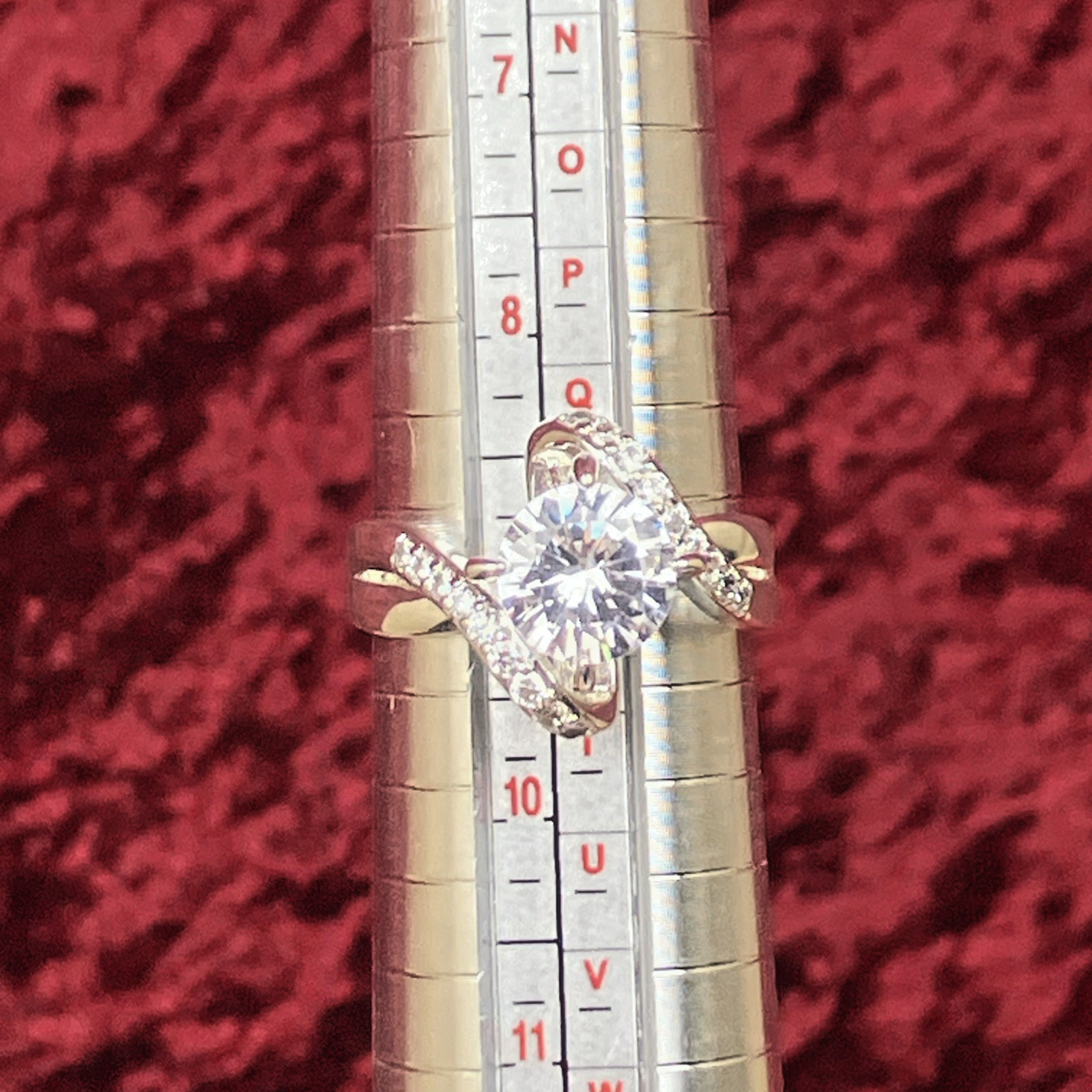 Charter Club Crystal Stone Bypass Ring Fine Silver Plate SIZE 6 or 9 NIB